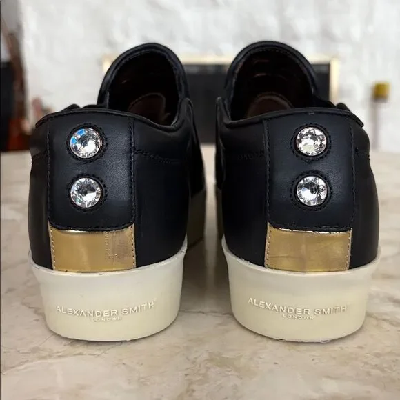 Alexander Smith London Leather Slip On Metal Cap Toe Platform Sneakers - Picture 8 of 14